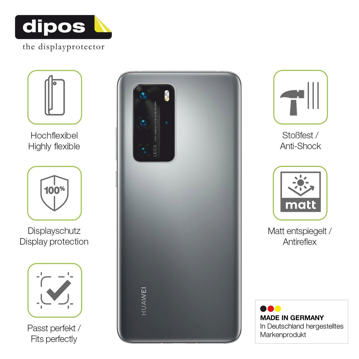 2x Full Cover Schutzfolie matt für Huawei P40 Pro Rückseite