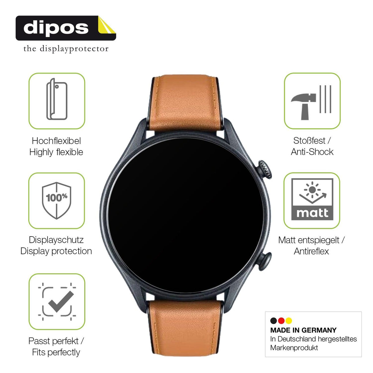 2x Full Cover Schutzfolie matt für Motsfit Smartwatch 1.56 Zoll