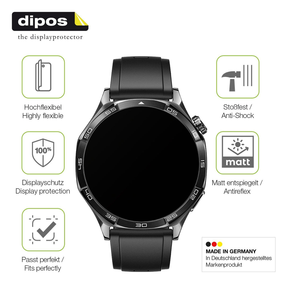 2x Full Cover Schutzfolie matt für Huawei Watch 5 42mm