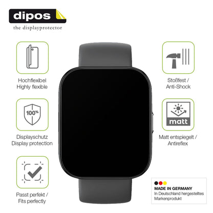 2x Full Cover Schutzfolie matt für Amazfit Bip 5 46mm A2215