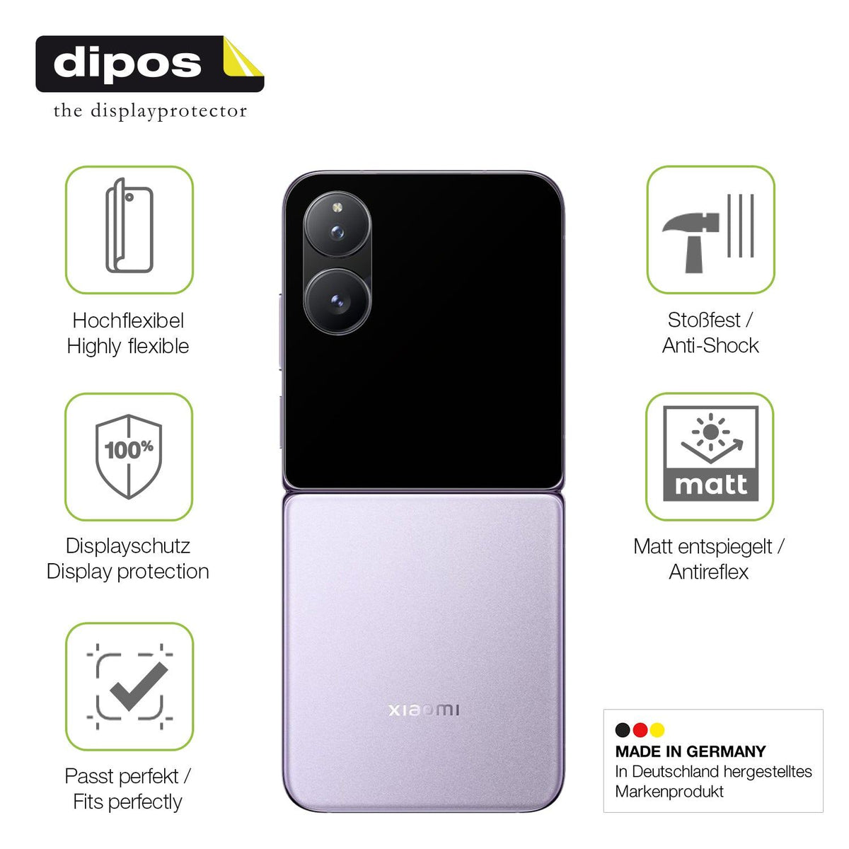2x Full Cover Schutzfolie matt für Xiaomi Mix Flip 2 Außenseite
