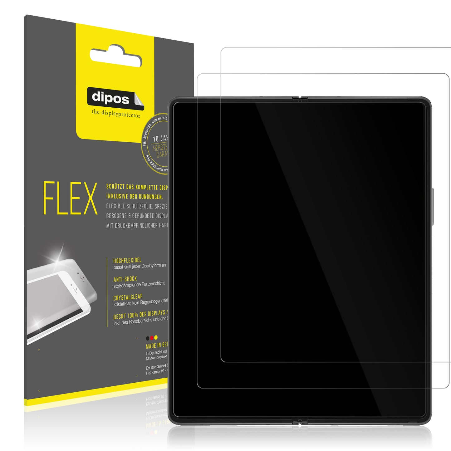 Klare Displayschutzfolie von dipos passend für Samsung Galaxy Fold 4, 100% Displayabdeckung und blasenfreie Montage