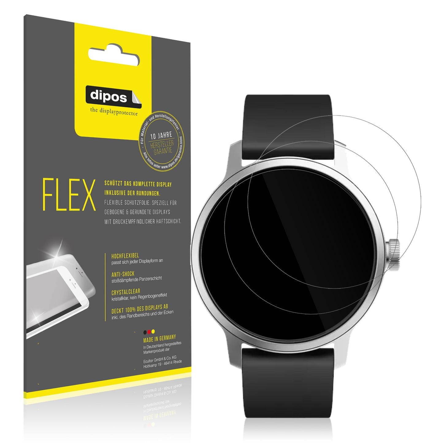 2x 3D Full Cover Schutzfolie für Withings Scanwatch 38mm Gen. 1