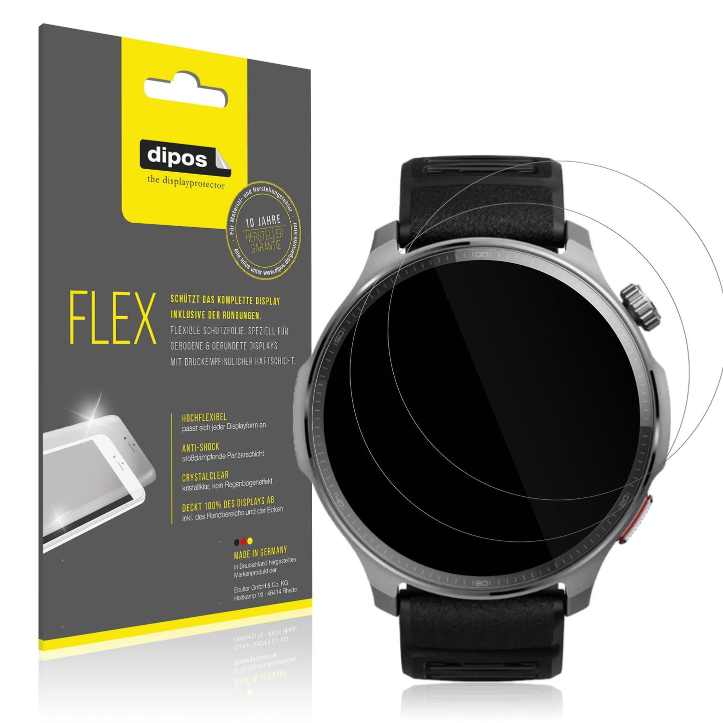 2x 3D Full Cover Schutzfolie für Huami Amazfit Balance 2 XT