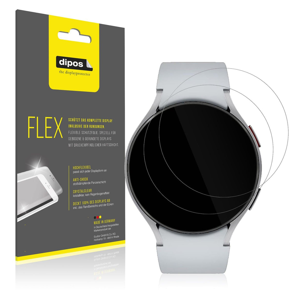 2x 3D Full Cover Schutzfolie für Samsung Galaxy Watch 6 44mm