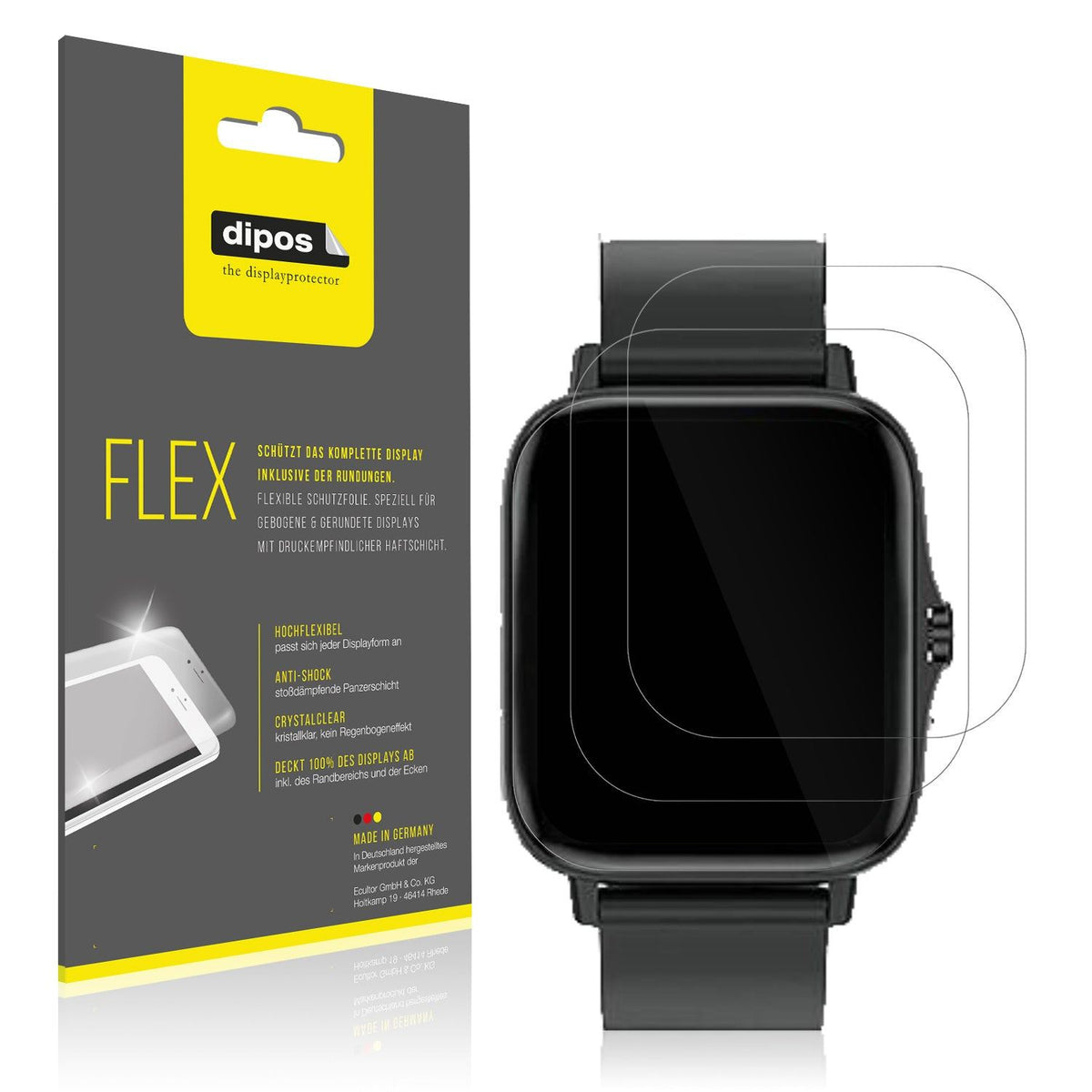 3x 3D Full Cover Schutzfolie für Kaseemi 1,7 Zoll Smartwatch