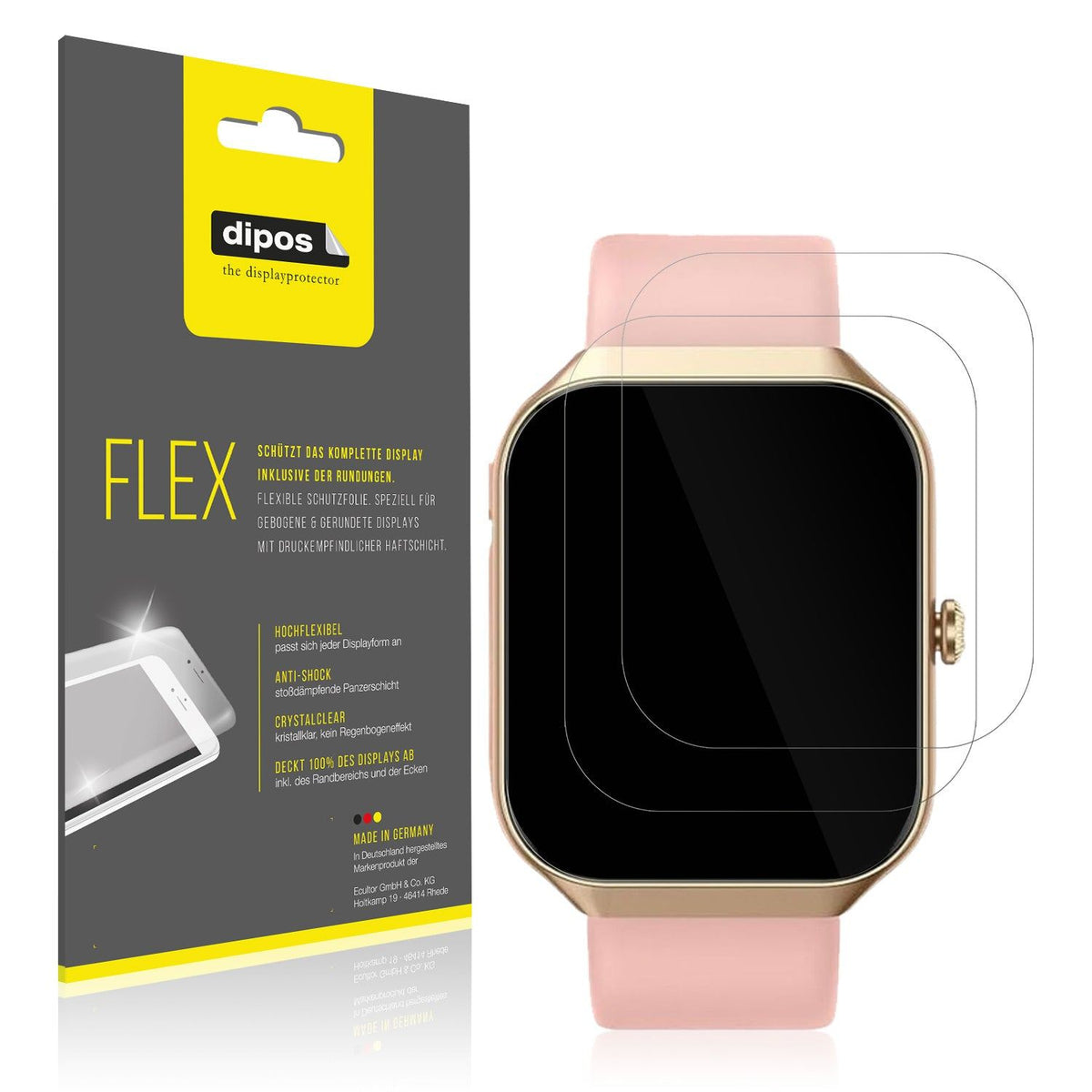 2x 3D Full Cover Schutzfolie für Walkbee Smartwatch 1.96 Zoll