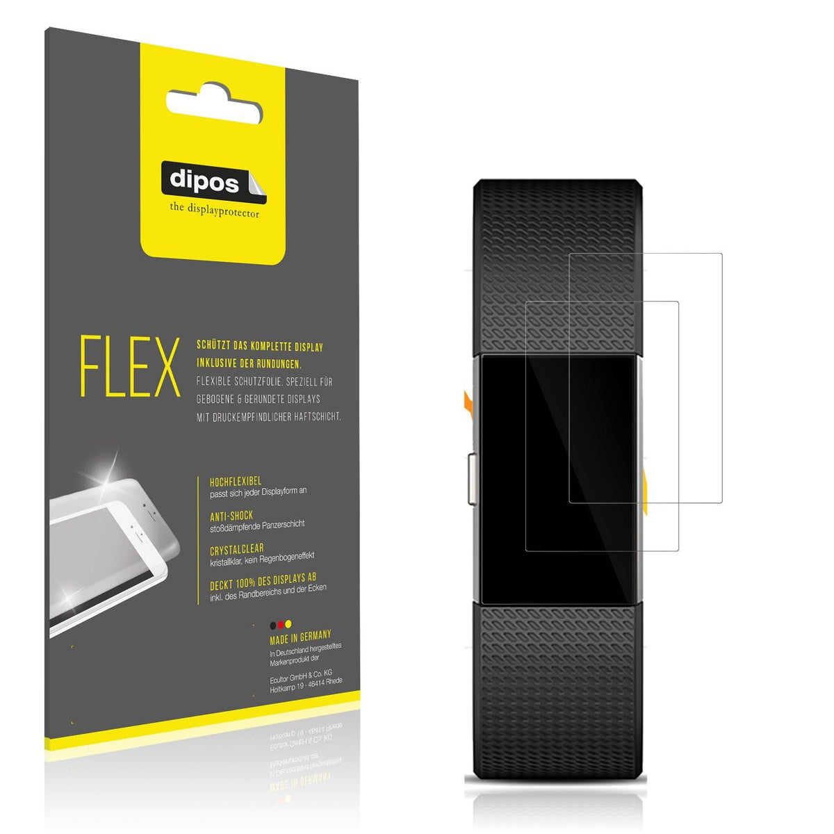 2x 3D Full Cover Schutzfolie für Fitbit Charge 2