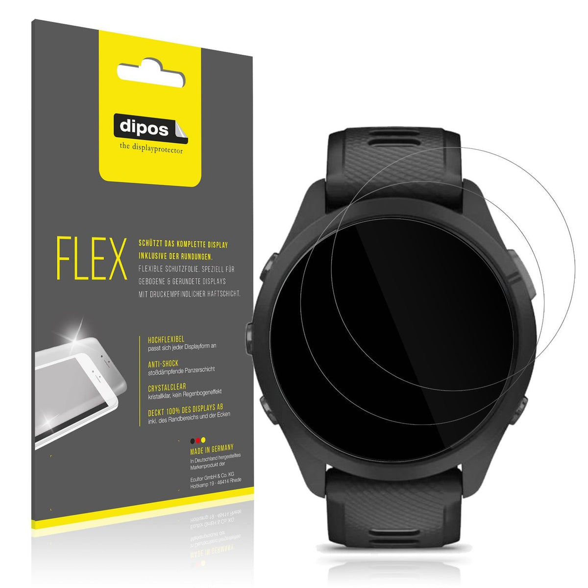 2x 3D Full Cover Schutzfolie für Garmin Forerunner 265s 42mm