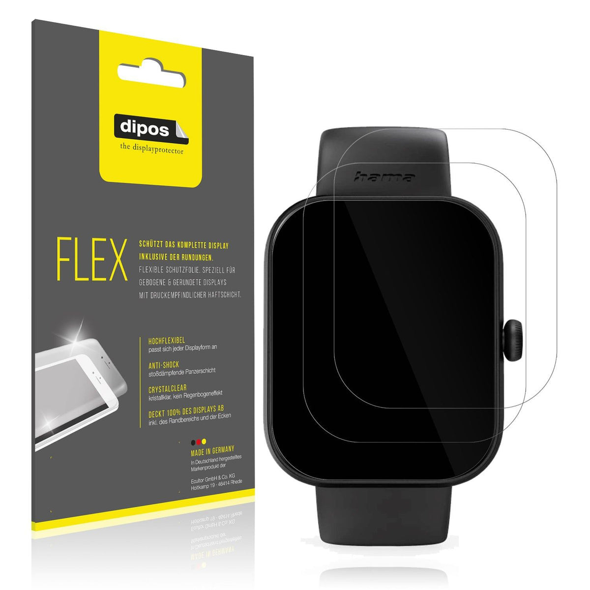 2x 3D Full Cover Schutzfolie für Hama Fit Watch 5000