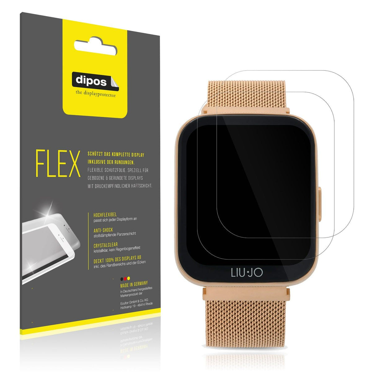 2x 3D Full Cover Schutzfolie für Liu Jo Smartwatch Voice Mini