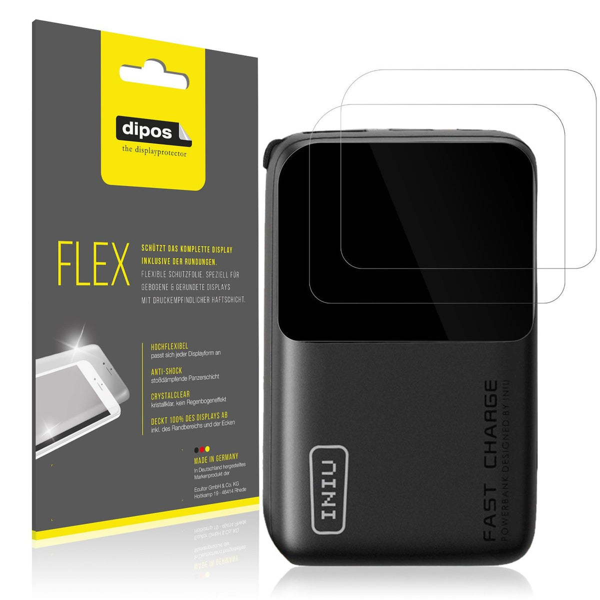 2x 3D Full Cover Schutzfolie für INIU Carry P50-E1