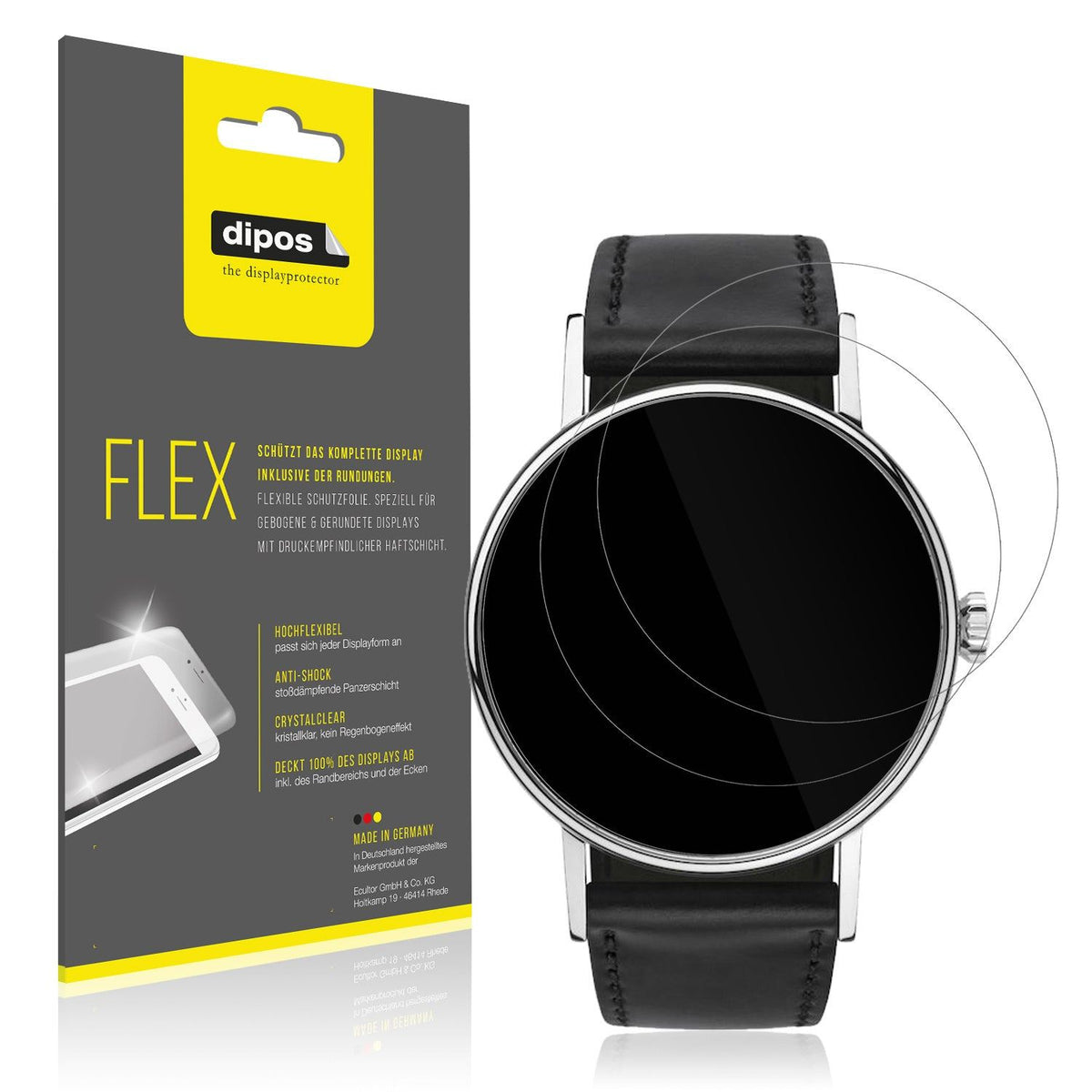 2x 3D Full Cover Schutzfolie für NOMOS Glashütte Ludwig