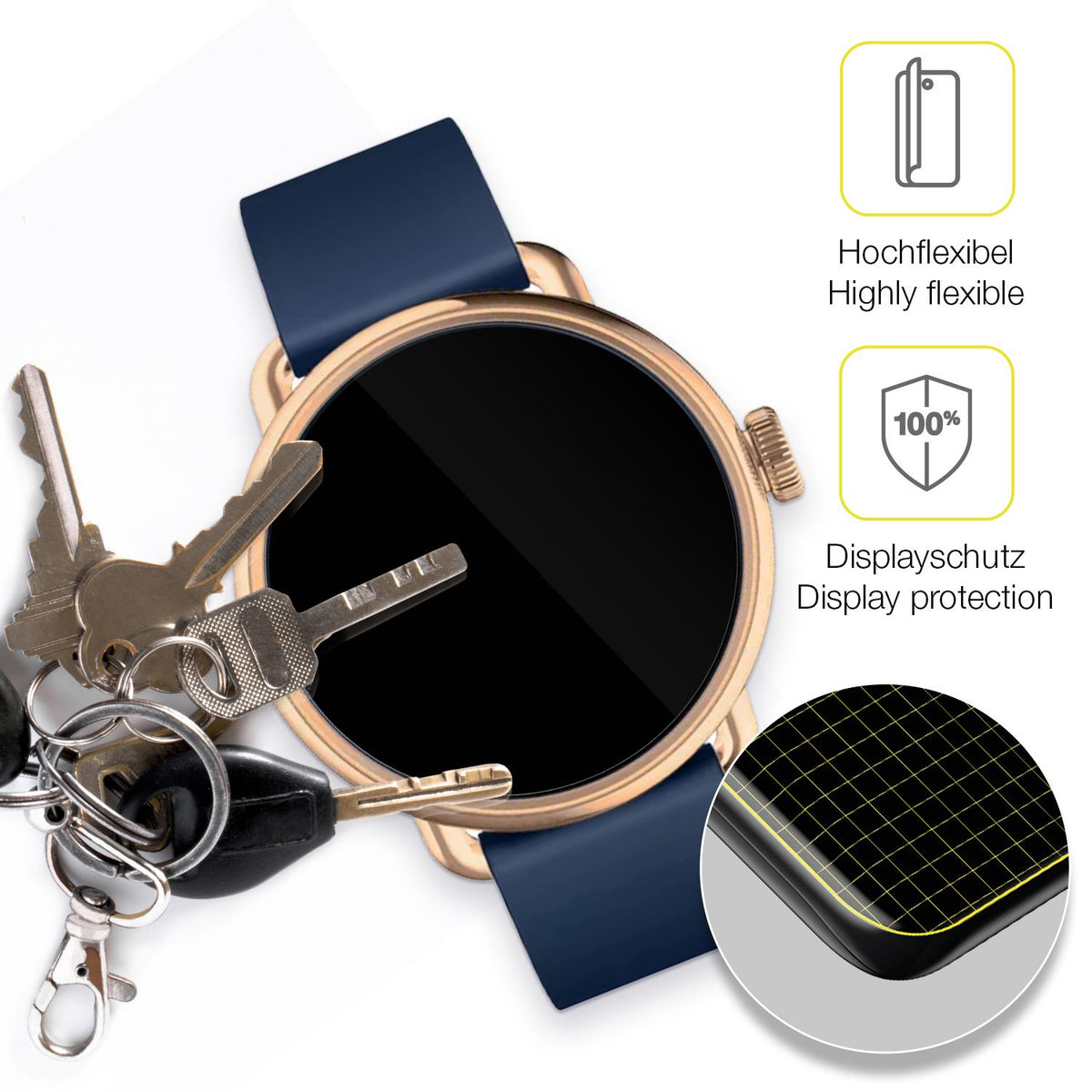 2x 3D Full Cover Schutzfolie für Withings Scanwatch 2 38mm