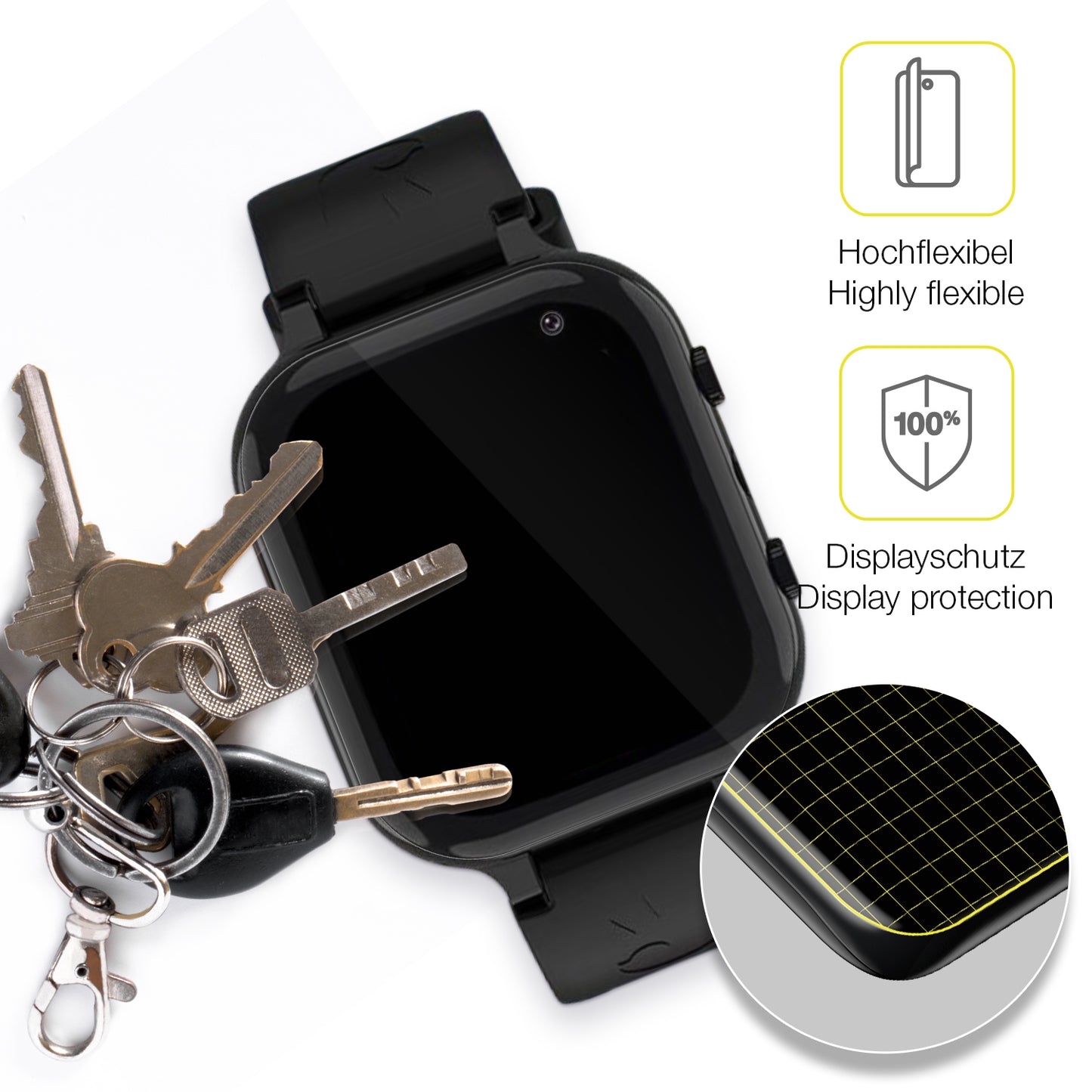2x 3D Full Cover Schutzfolie für Ruopoem Smartwatch Kinder