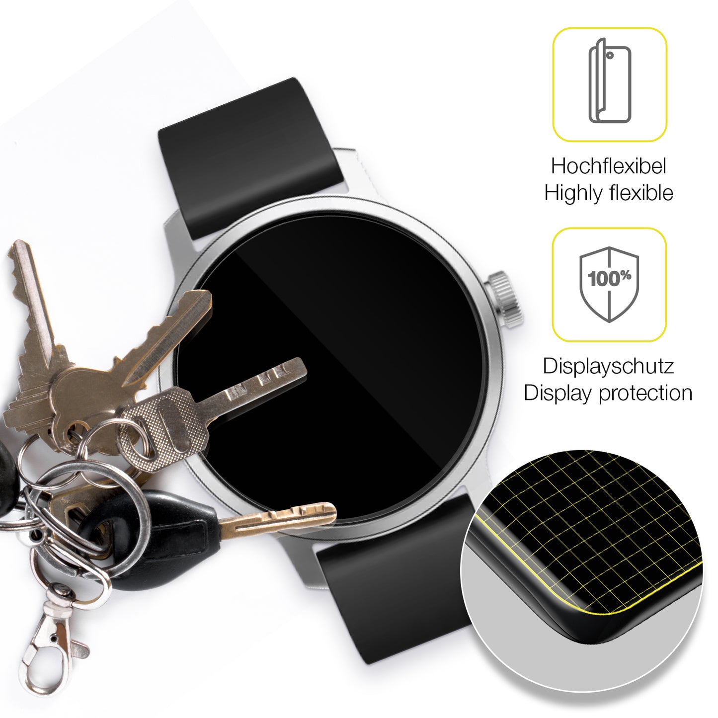 2x 3D Full Cover Schutzfolie für Withings Scanwatch 38mm Gen. 1