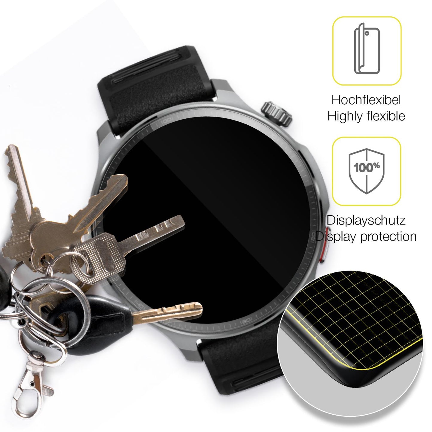 2x 3D Full Cover Schutzfolie für Huami Amazfit Balance 2 XT
