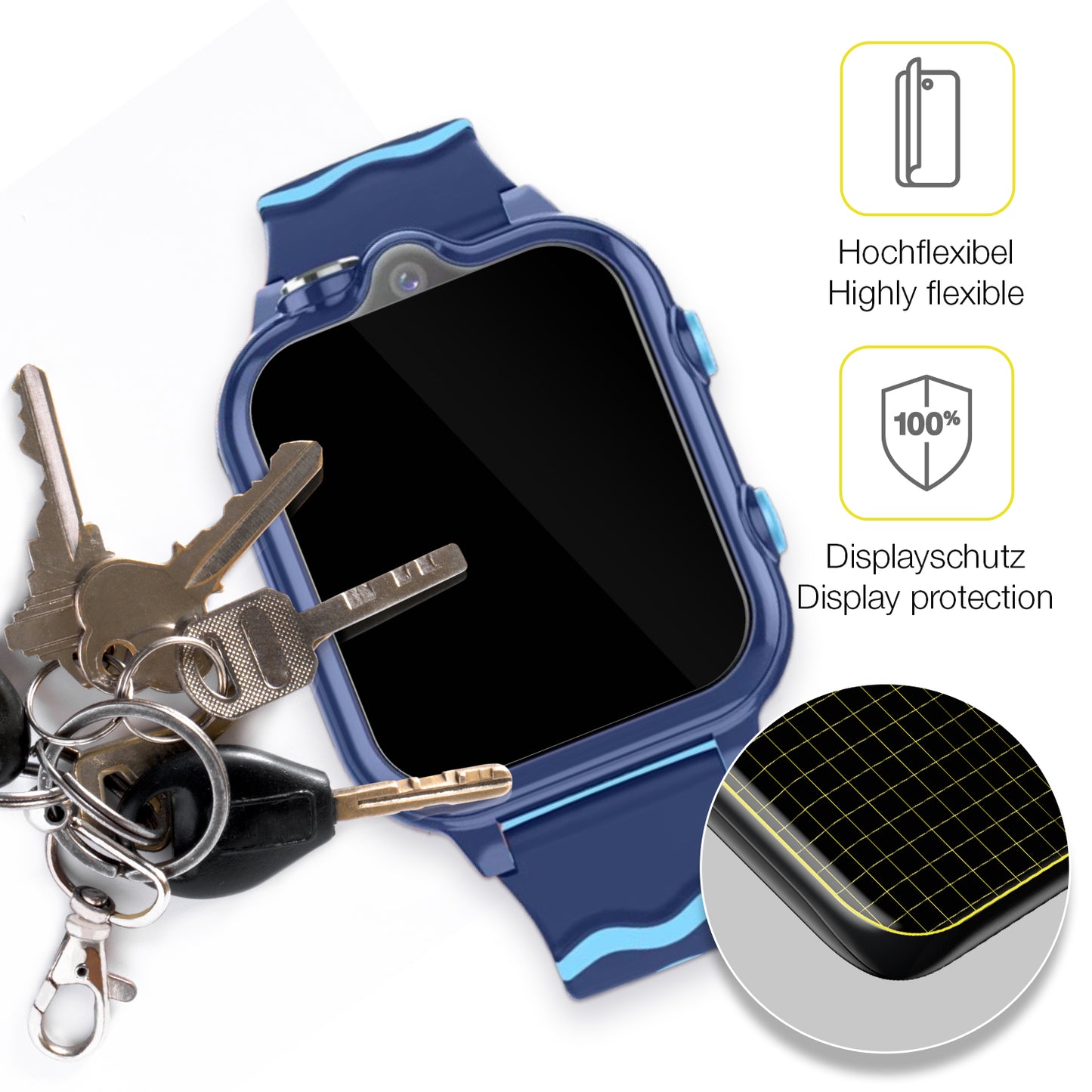 2x 3D Full Cover Schutzfolie für Sytifro D35 Kindersmartwatch