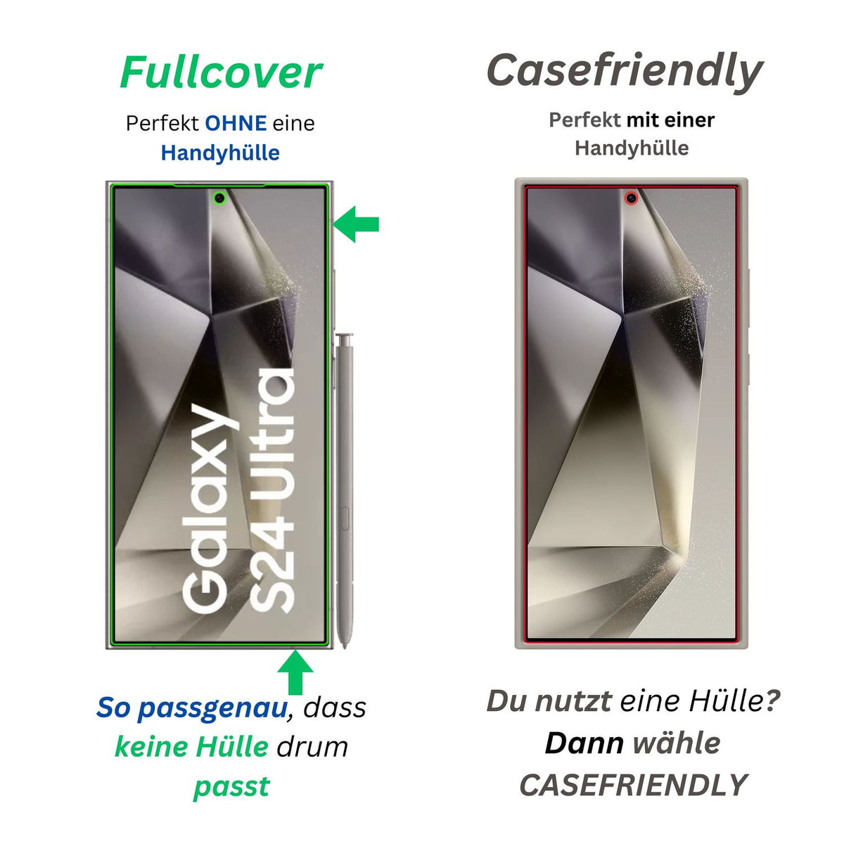 2x 3D Full Cover Schutzfolie für Samsung Galaxy S24 Ultra