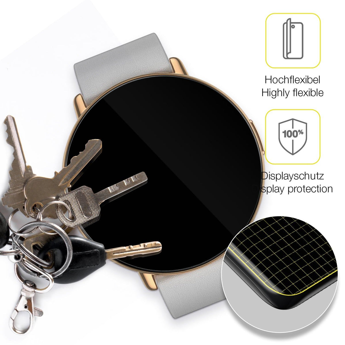 2x 3D Full Cover Schutzfolie für Zepp E Smartwatch