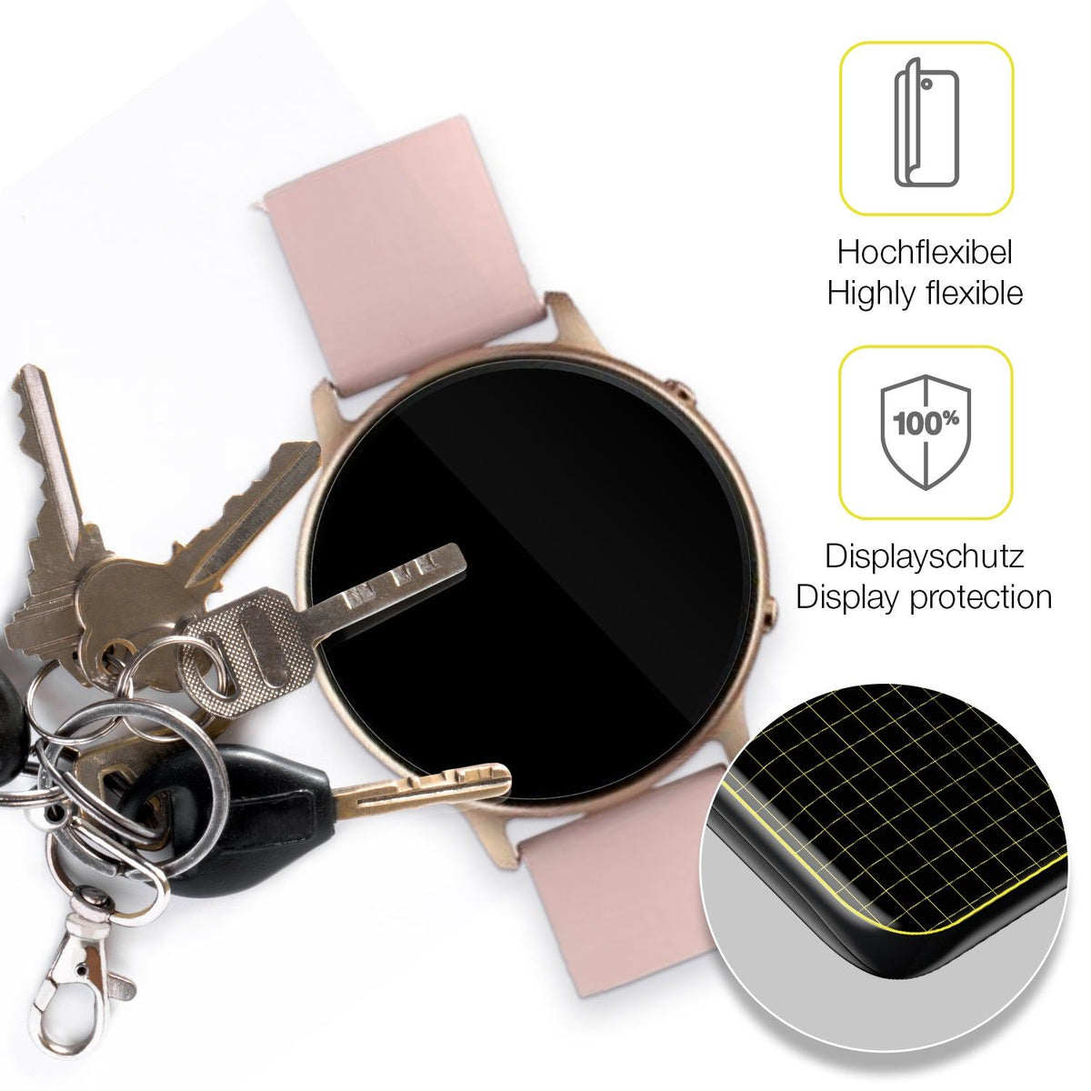 2x 3D Full Cover Schutzfolie für Tuyoma Smartwatch LW36