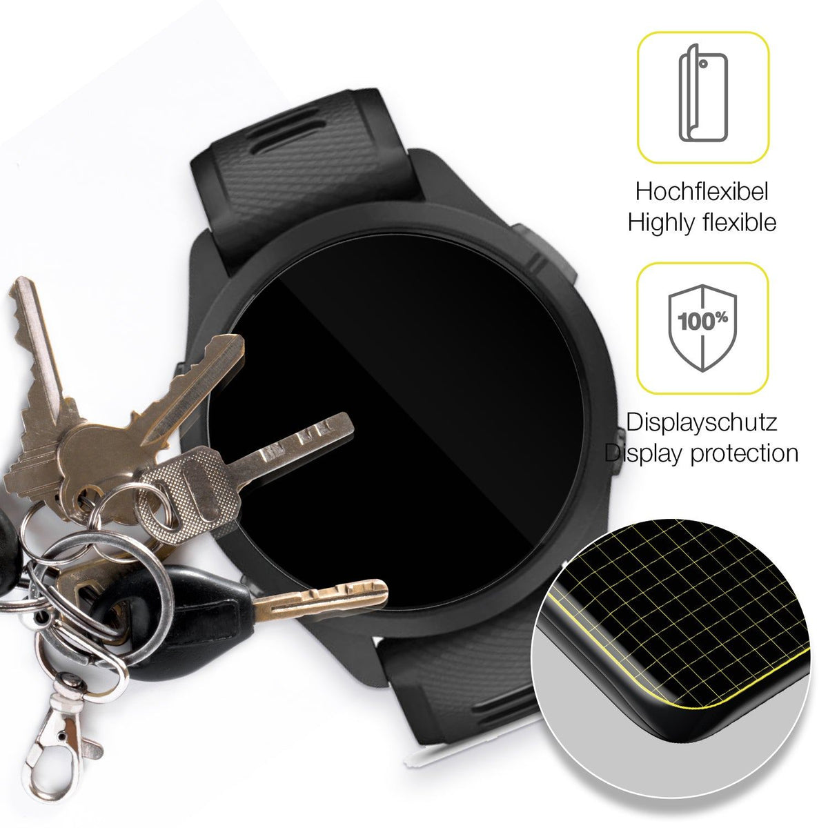 2x 3D Full Cover Schutzfolie für Garmin Forerunner 265s 42mm