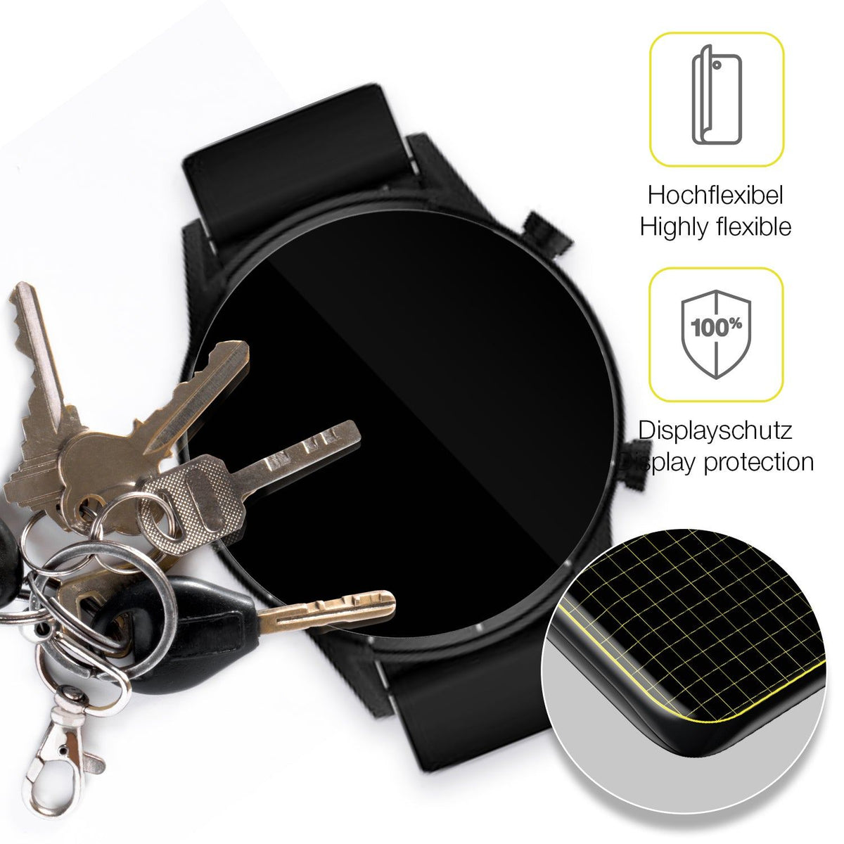 2x 3D Full Cover Schutzfolie für Tecno Watch Pro 2