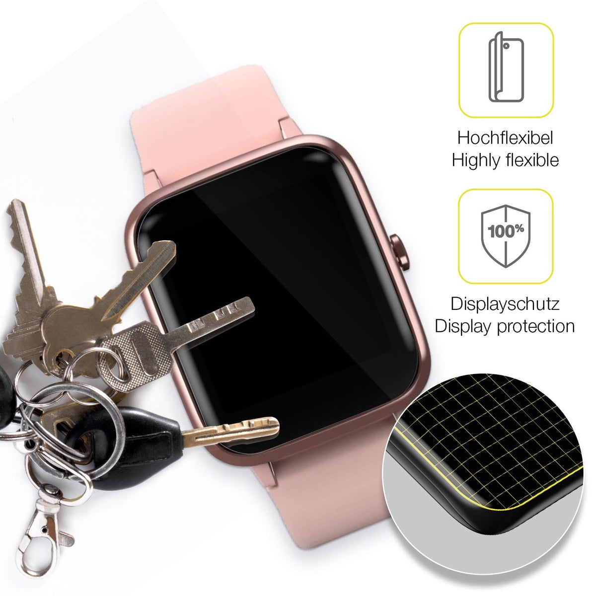 2x 3D Full Cover Schutzfolie für Hama 5910 Smartwatch