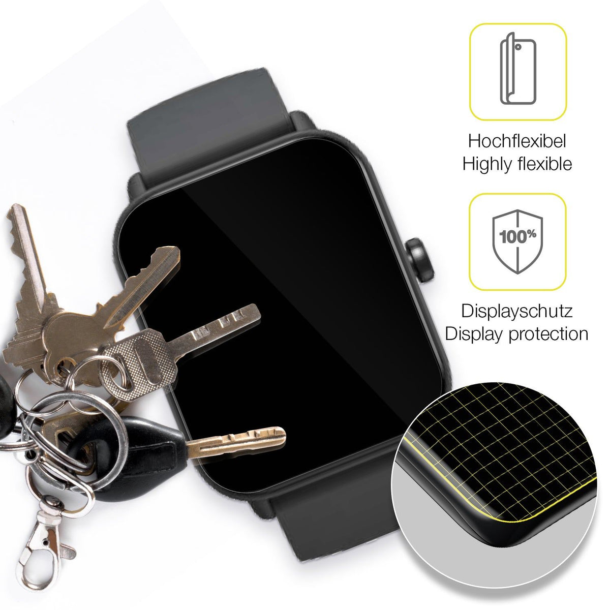 2x 3D Full Cover Schutzfolie für Fitpolo IDW19 Smartwatch