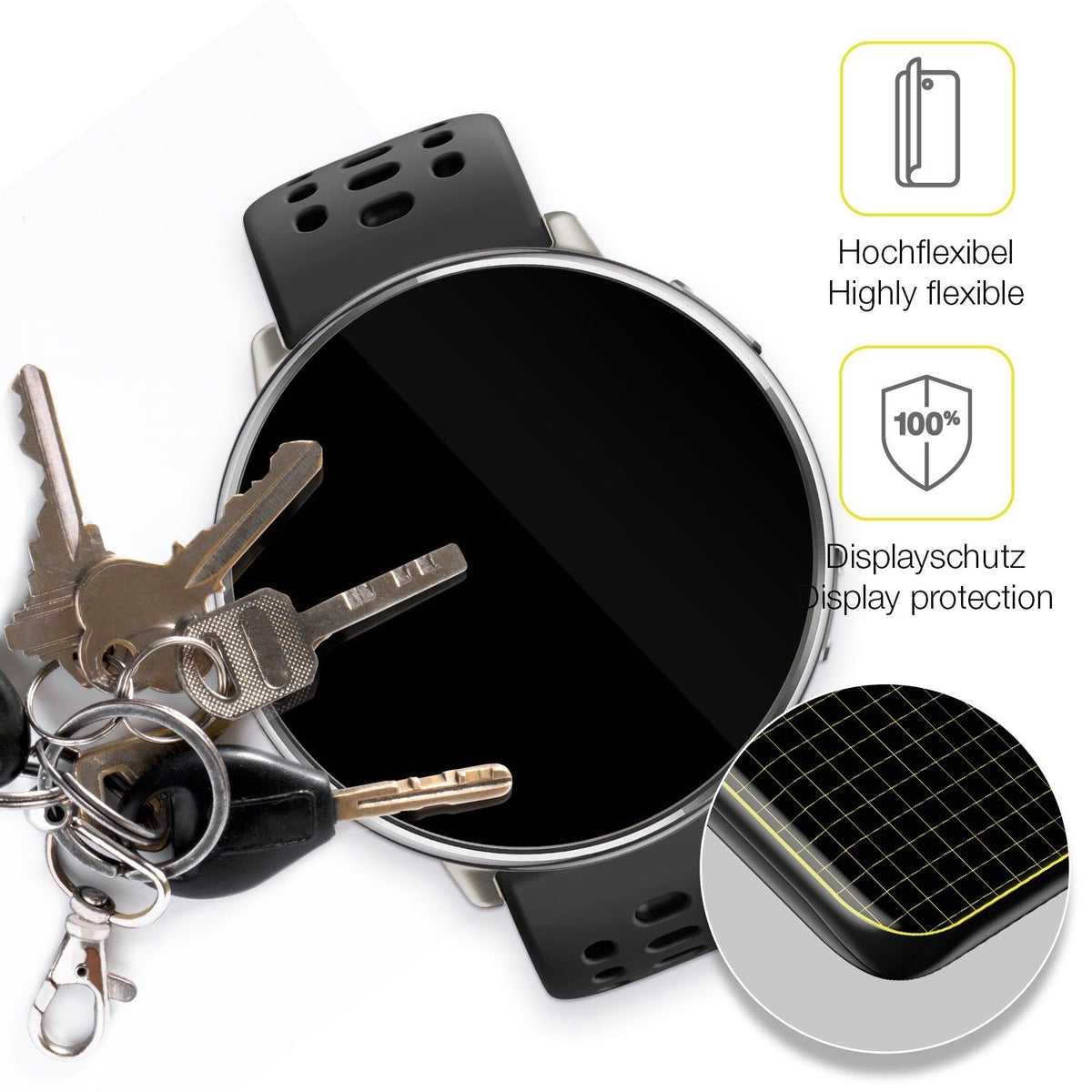 2x 3D Full Cover Schutzfolie für Amazfit Active 2