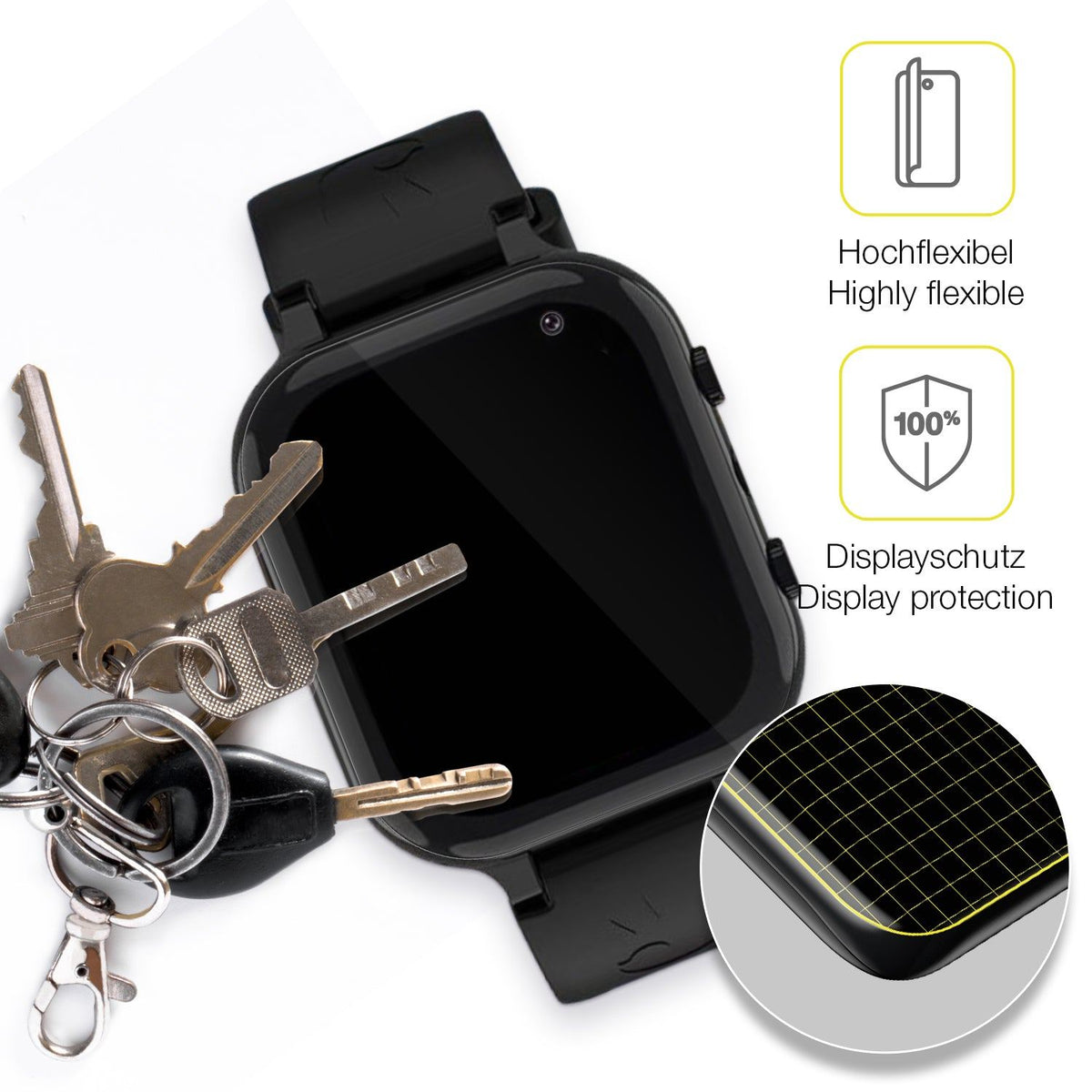 2x 3D Full Cover Schutzfolie für Ruopoem Smartwatch Kinder