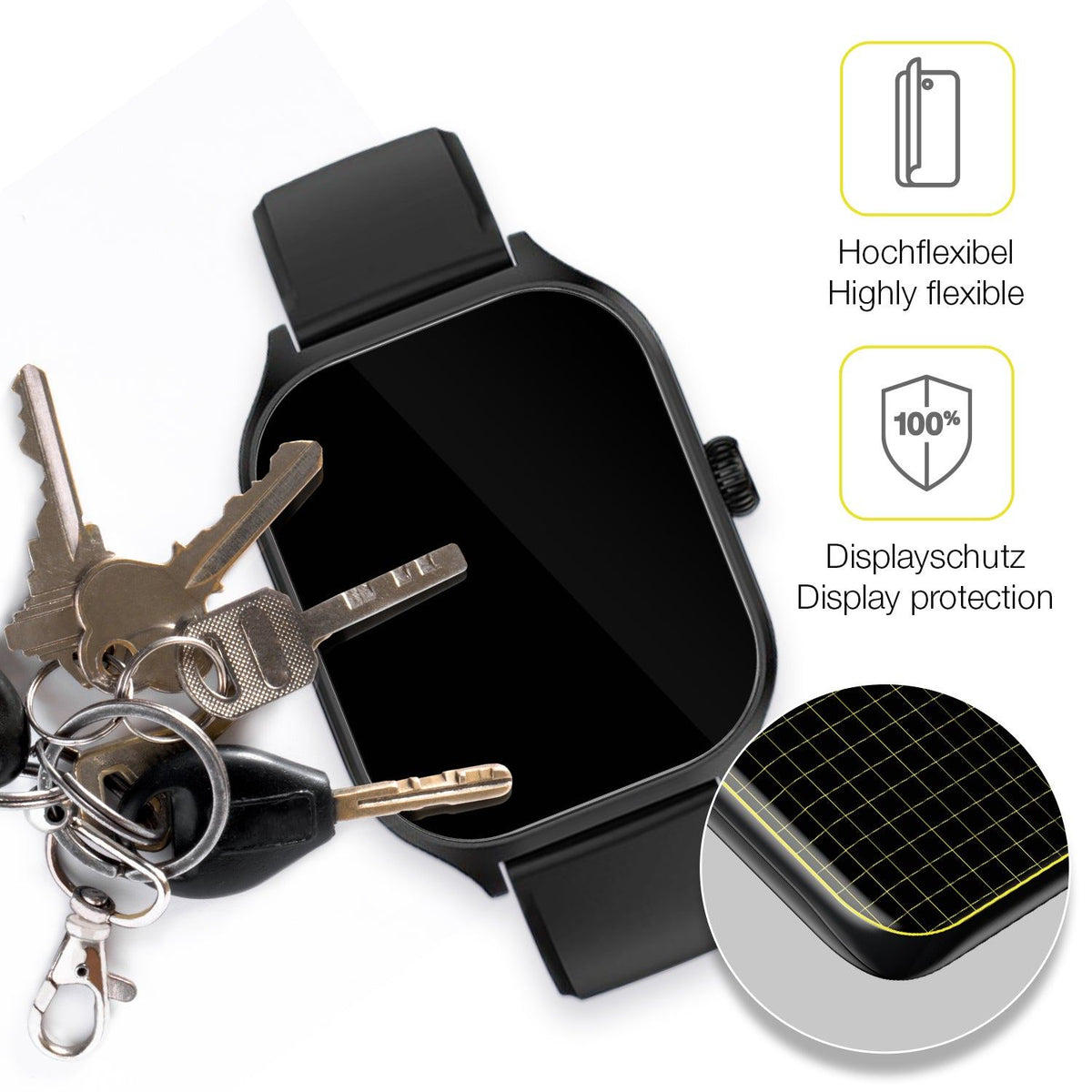 2x 3D Full Cover Schutzfolie für smooce Kinder Smartwatch 01