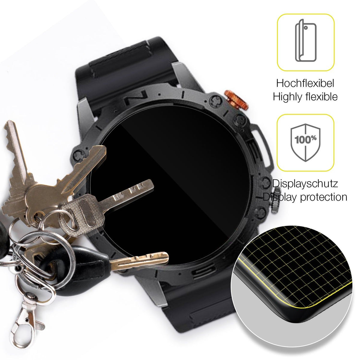 2x 3D Full Cover Schutzfolie für LIGE Smart Sports Watch I10