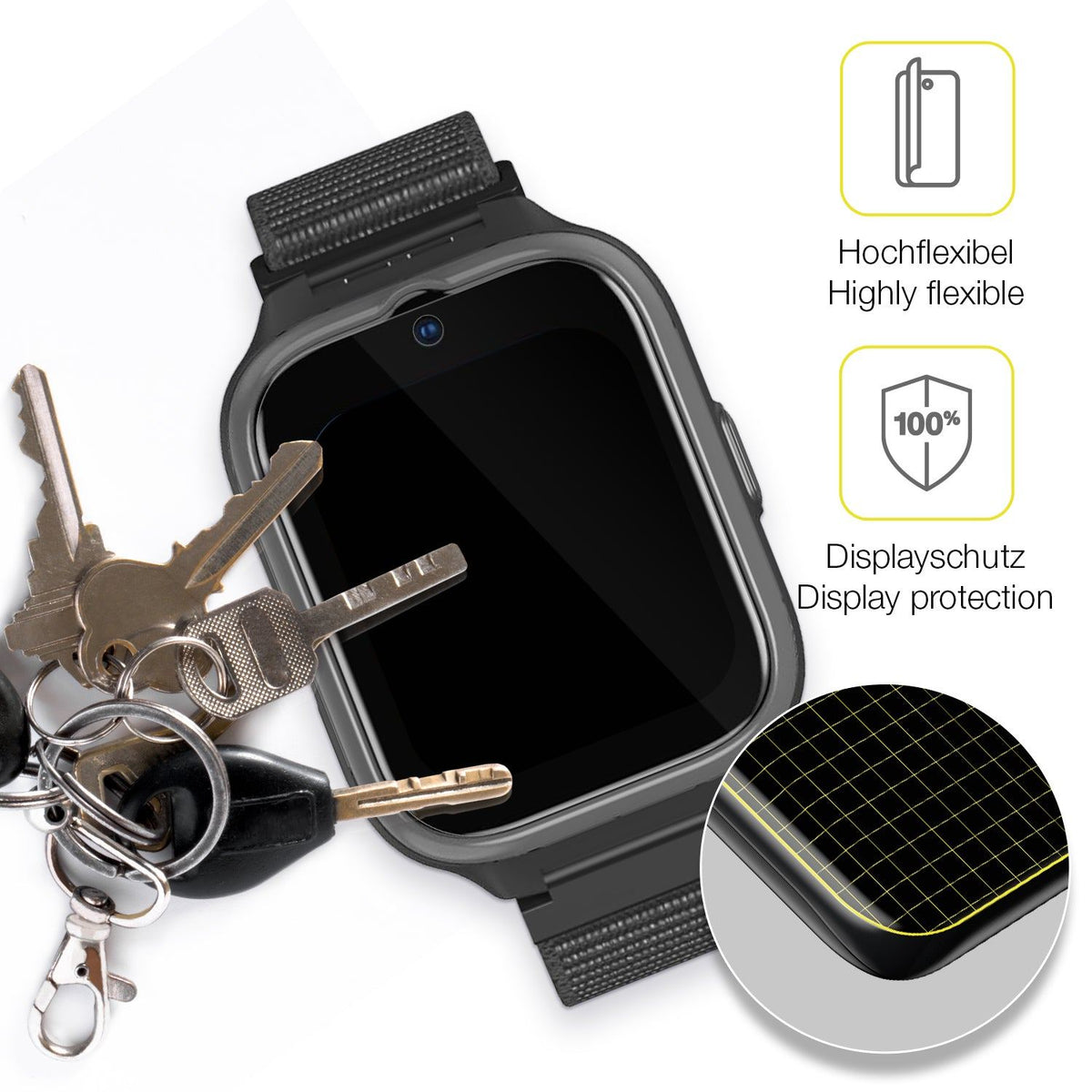 2x 3D Full Cover Schutzfolie für myPhone CareWatch
