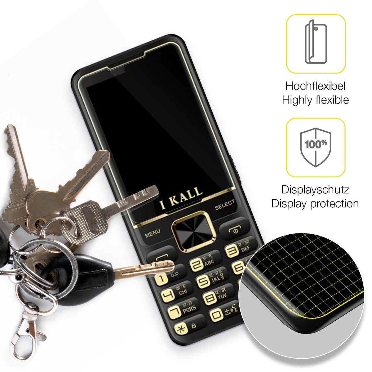 2x 3D Full Cover Schutzfolie für iKall K99 Pro