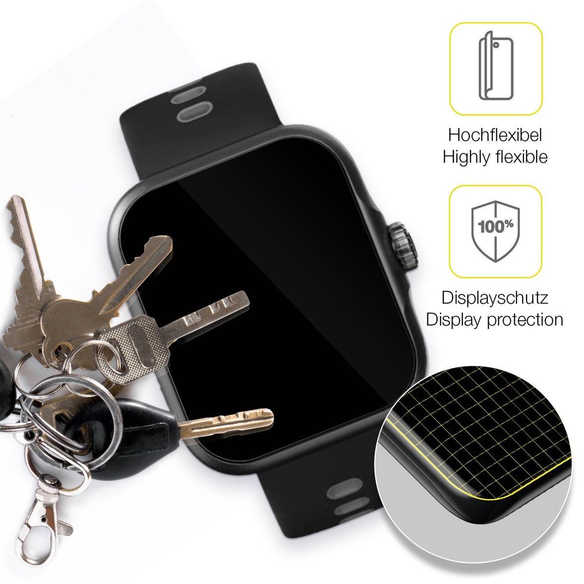 2x 3D Full Cover Schutzfolie für CW Watch S1