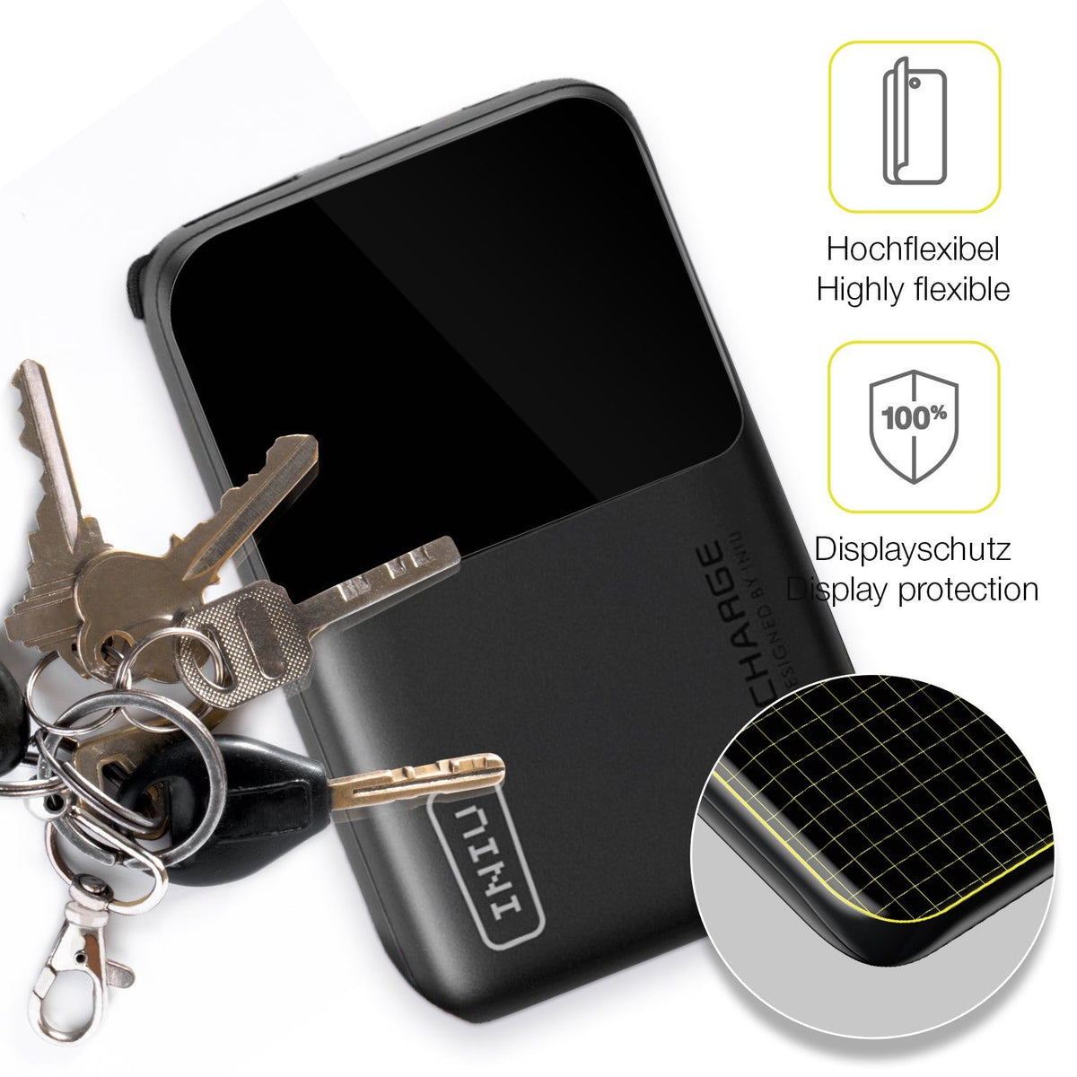 2x 3D Full Cover Schutzfolie für INIU Carry P50-E1