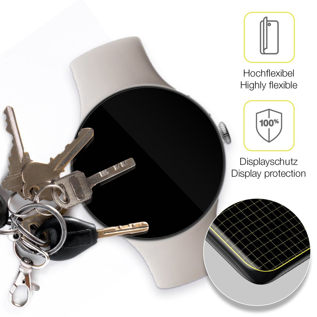 2x 3D Full Cover Schutzfolie für Google Pixel Watch 4 41mm