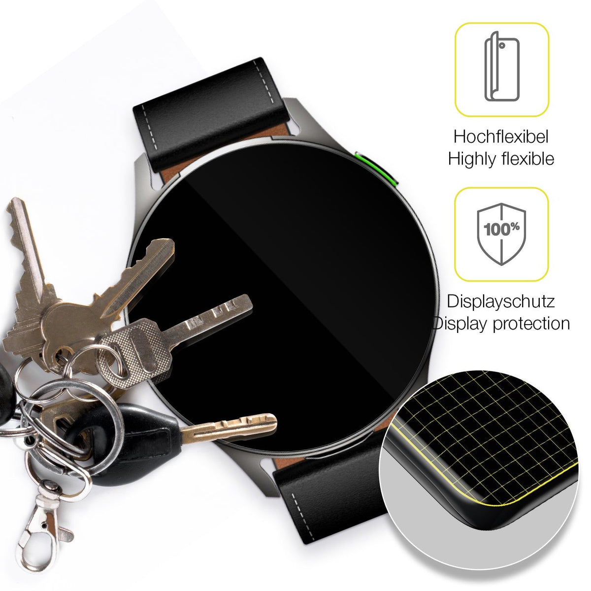 2x 3D Full Cover Schutzfolie für Infinix XWatch Pods