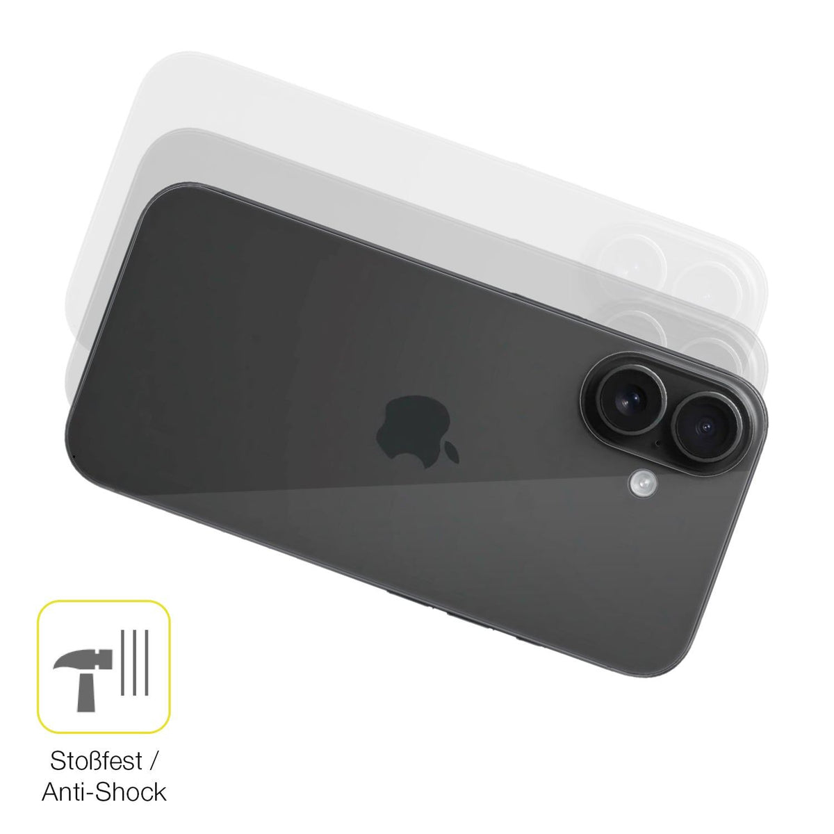 2x 3D Full Cover Schutzfolie für Apple iPhone 16 Rückseite