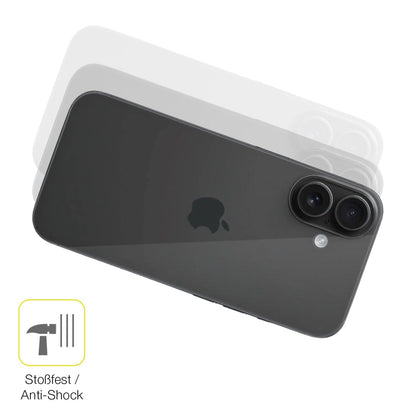 2x 3D Full Cover Schutzfolie für Apple iPhone 16 Rückseite