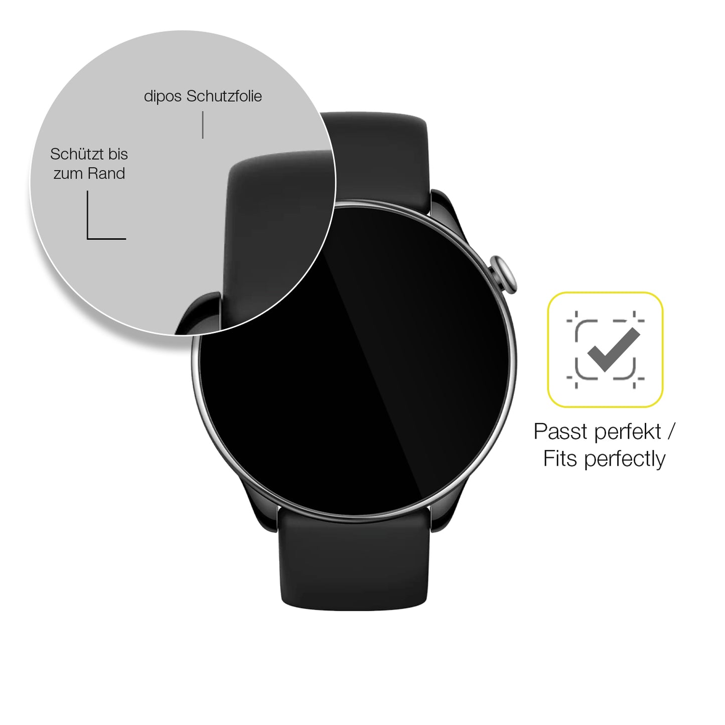 2x 3D Full Cover Schutzfolie für Amazfit GTR mini
