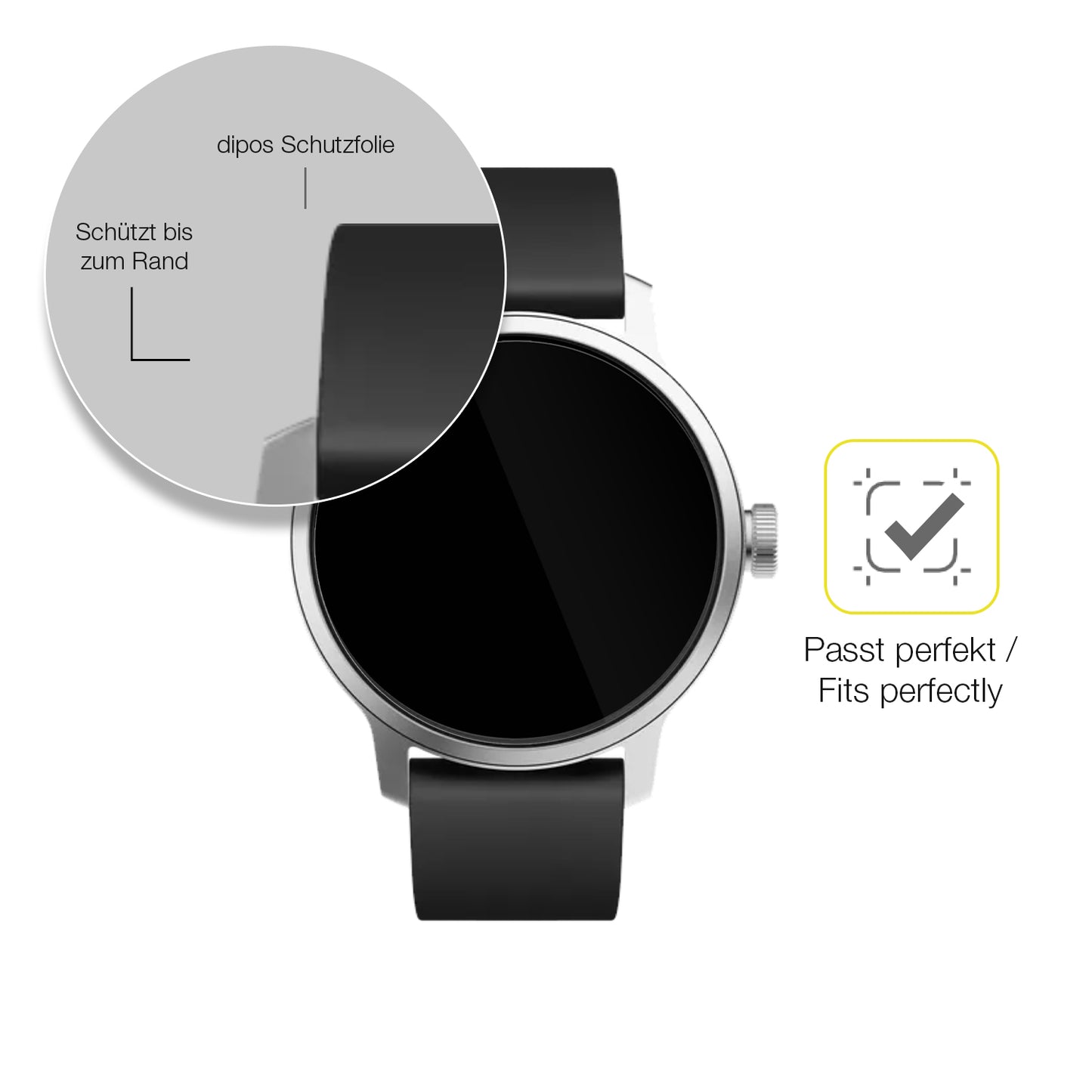 2x 3D Full Cover Schutzfolie für Withings Scanwatch 38mm Gen. 1