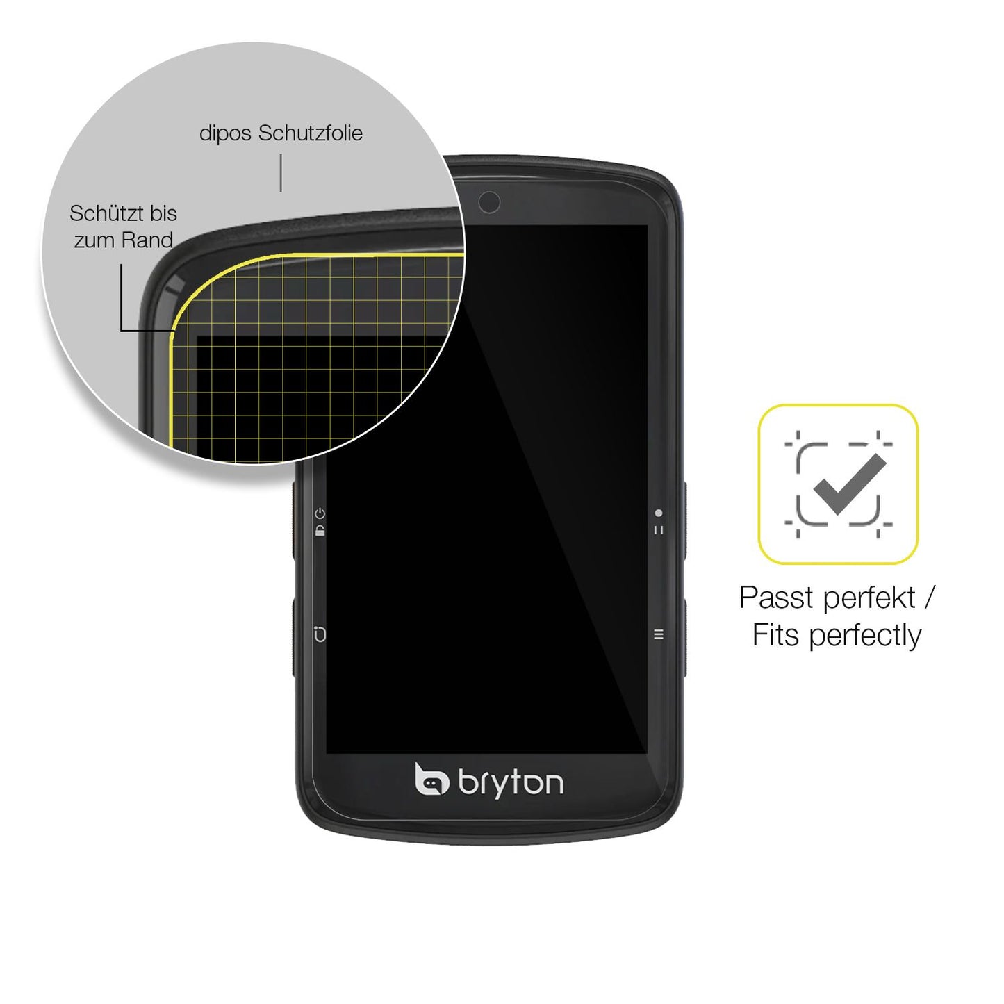 2x 3D Full Cover Schutzfolie für Bryton Rider S810