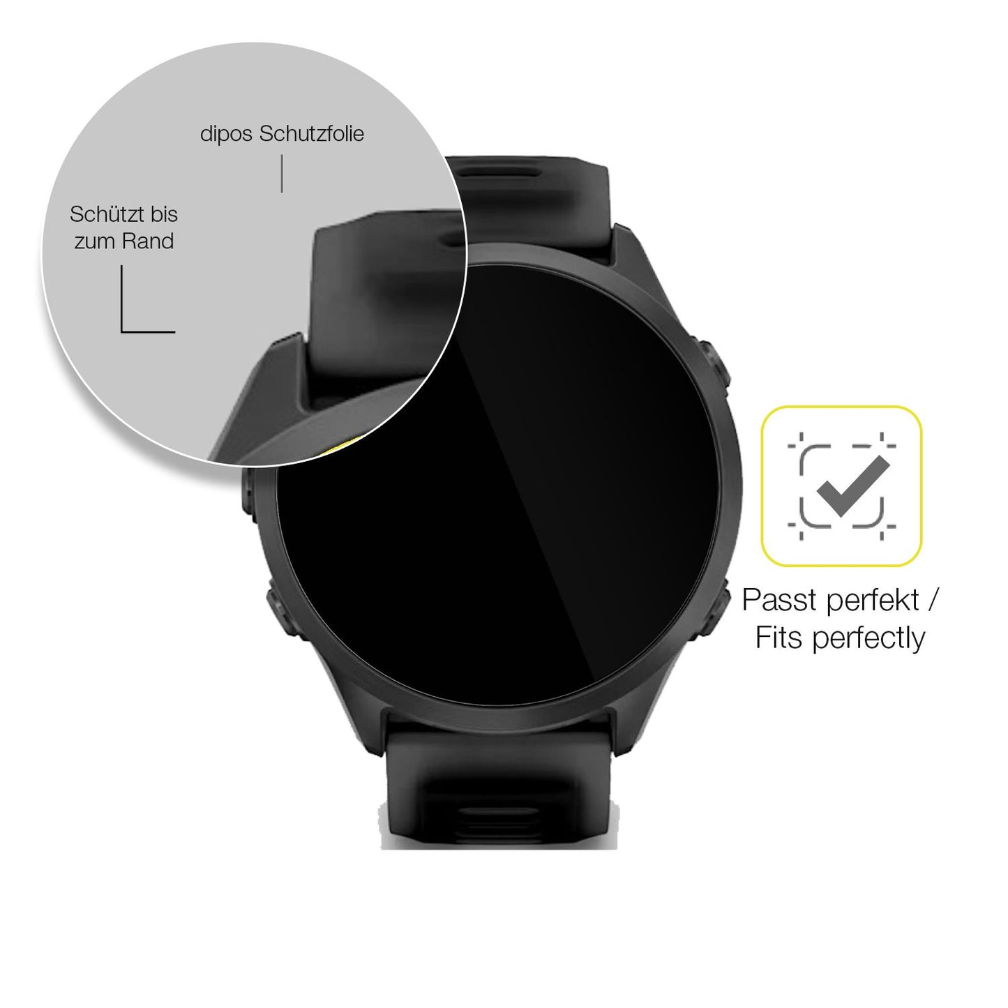 2x 3D Full Cover Schutzfolie für Garmin Forerunner 570 47mm