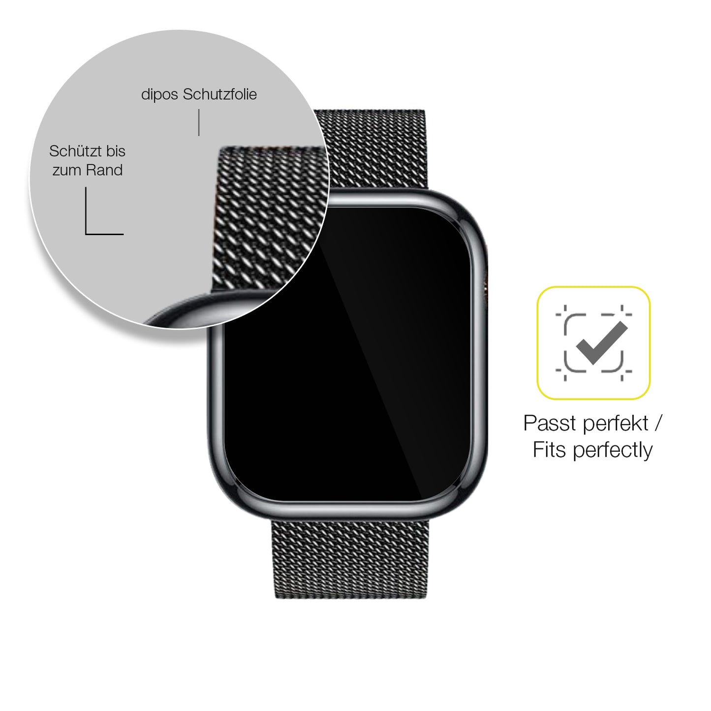 2x 3D Full Cover Schutzfolie für Ruxingx 1.47 Zoll Smartwatch