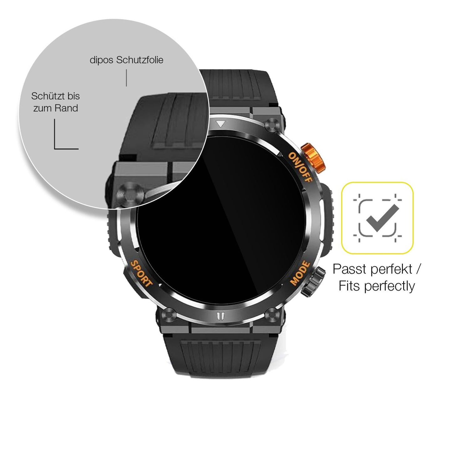 2x 3D Full Cover Schutzfolie für MEGALITH K52 Fitness Tracker