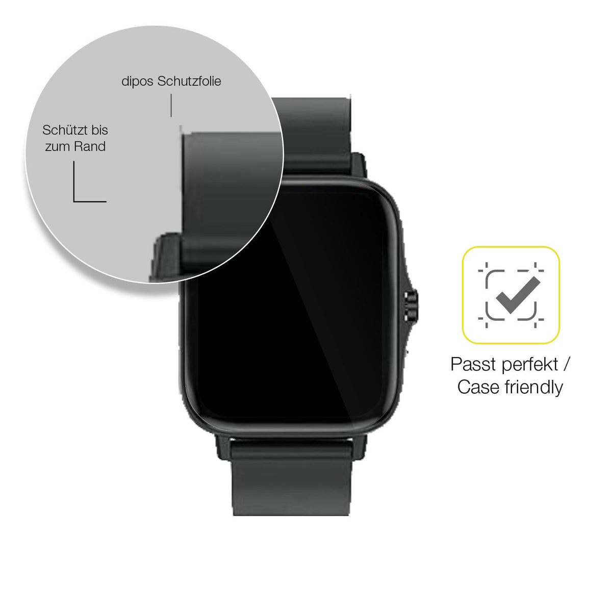 3x 3D Full Cover Schutzfolie für Kaseemi 1,7 Zoll Smartwatch