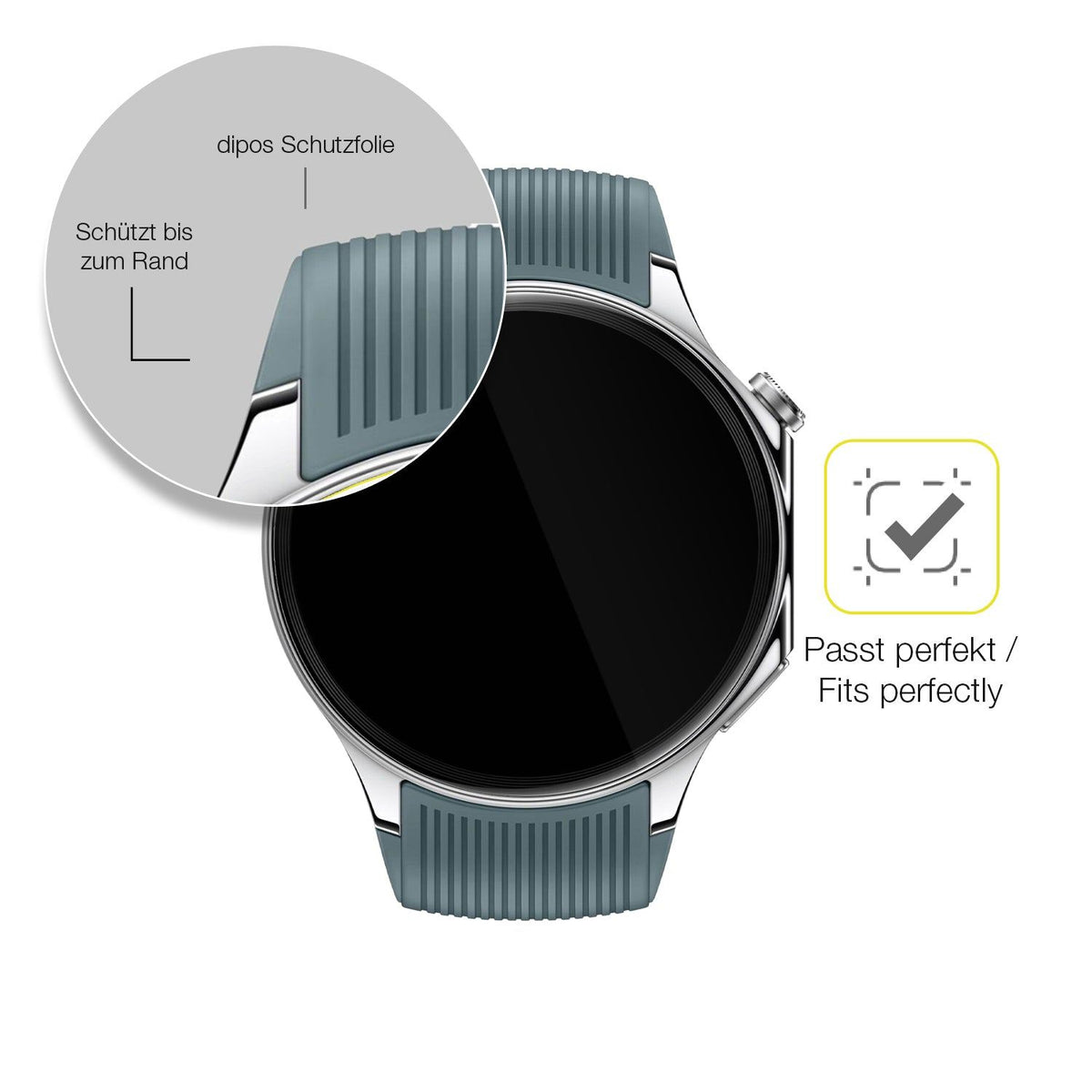 2x 3D Full Cover Schutzfolie für OnePlus Watch 2