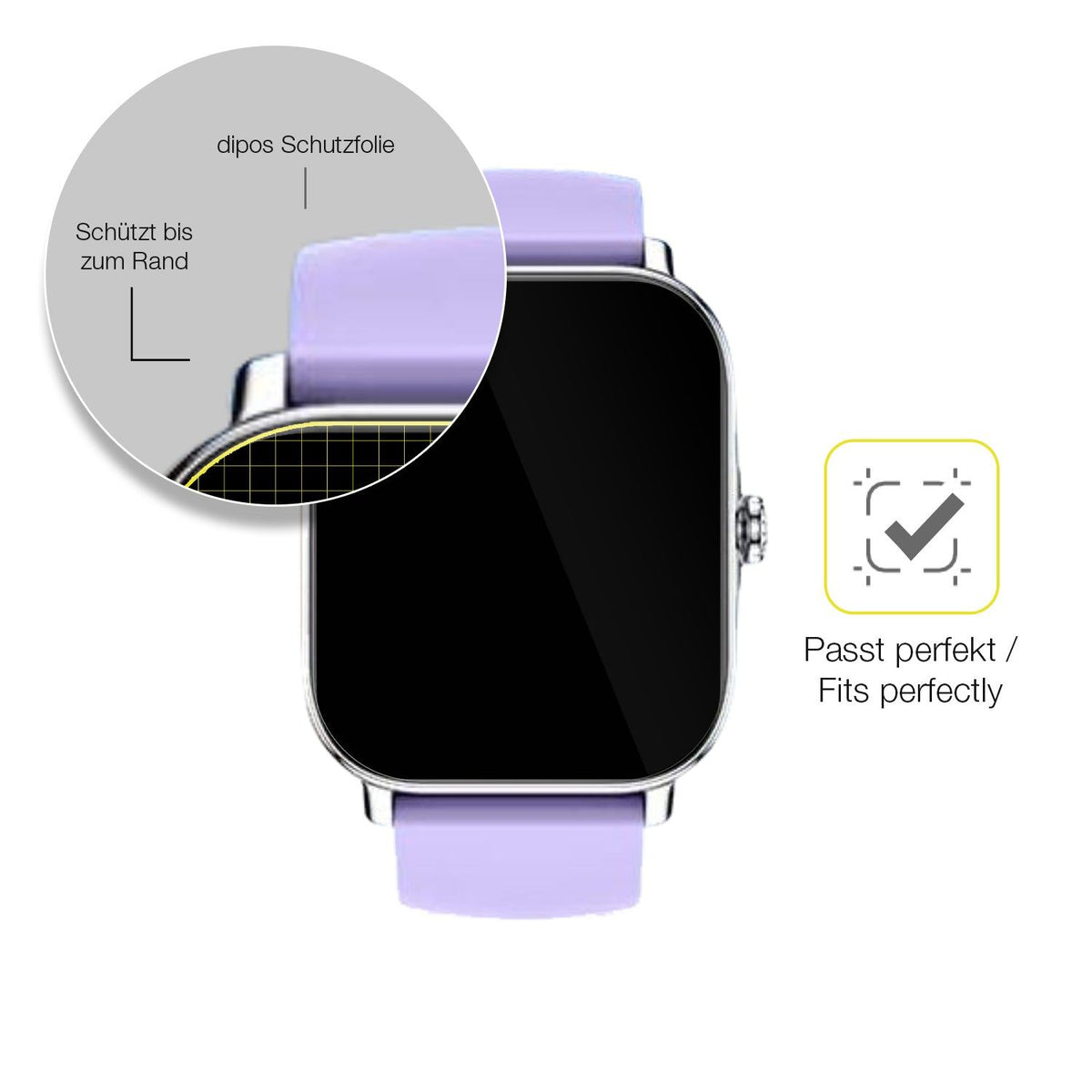 2x 3D Full Cover Schutzfolie für Zhizhi Smartwatch P90 1.85 Zoll